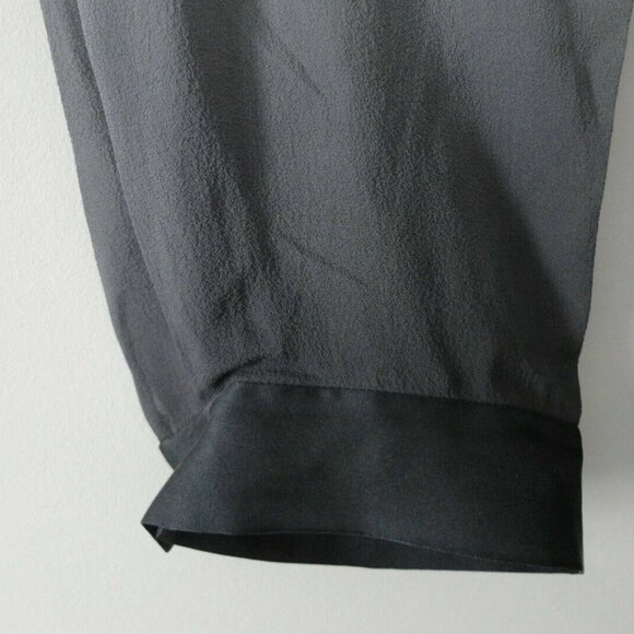 NWT EILEEN FISHER White Graphite Silk Georgette Mandarin Collar Blouse Top M - Picture 4 of 7